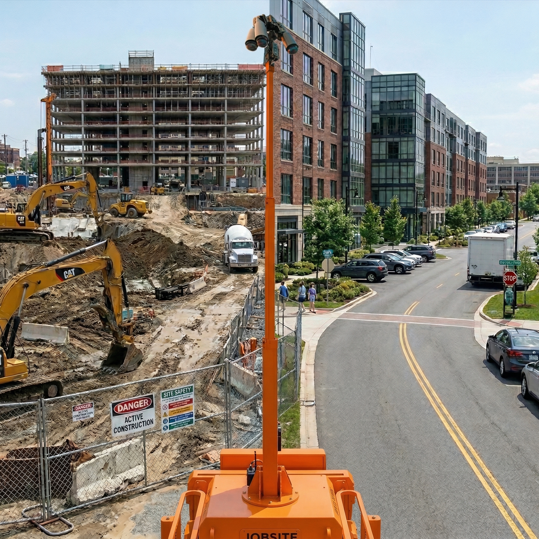 Construction site time lapse daily activity view