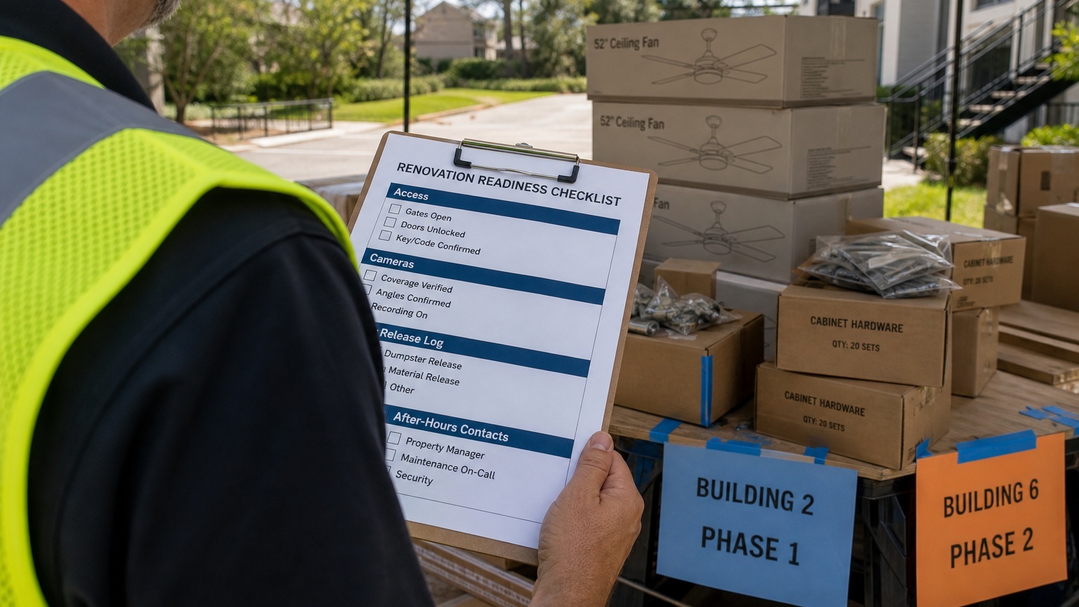 How to Protect Outdoor Material Staging Areas During Apartment Renovation Projects 5 05 apartment renovation material security checklist